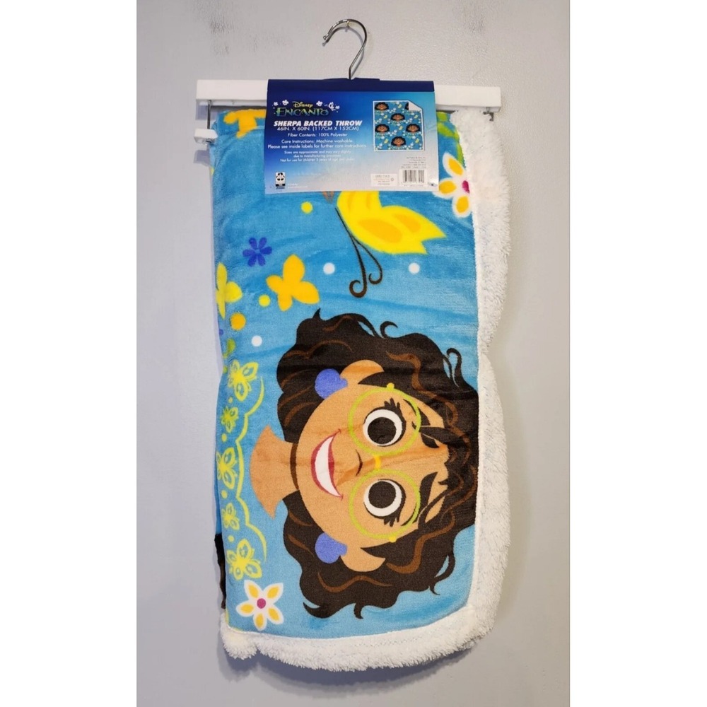 Disney Encanto Mirabel Madrigal Sherpa Backed Throw Blanket 46"X60"